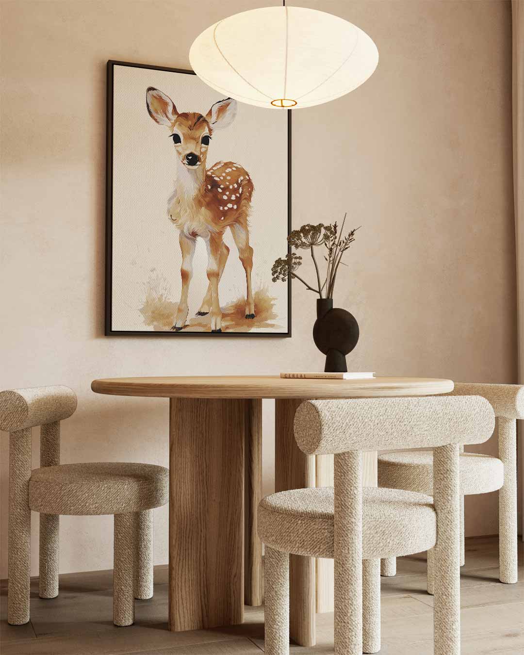 Schattig Hertenjong Portret – staand kunstwerk voor modern interieur