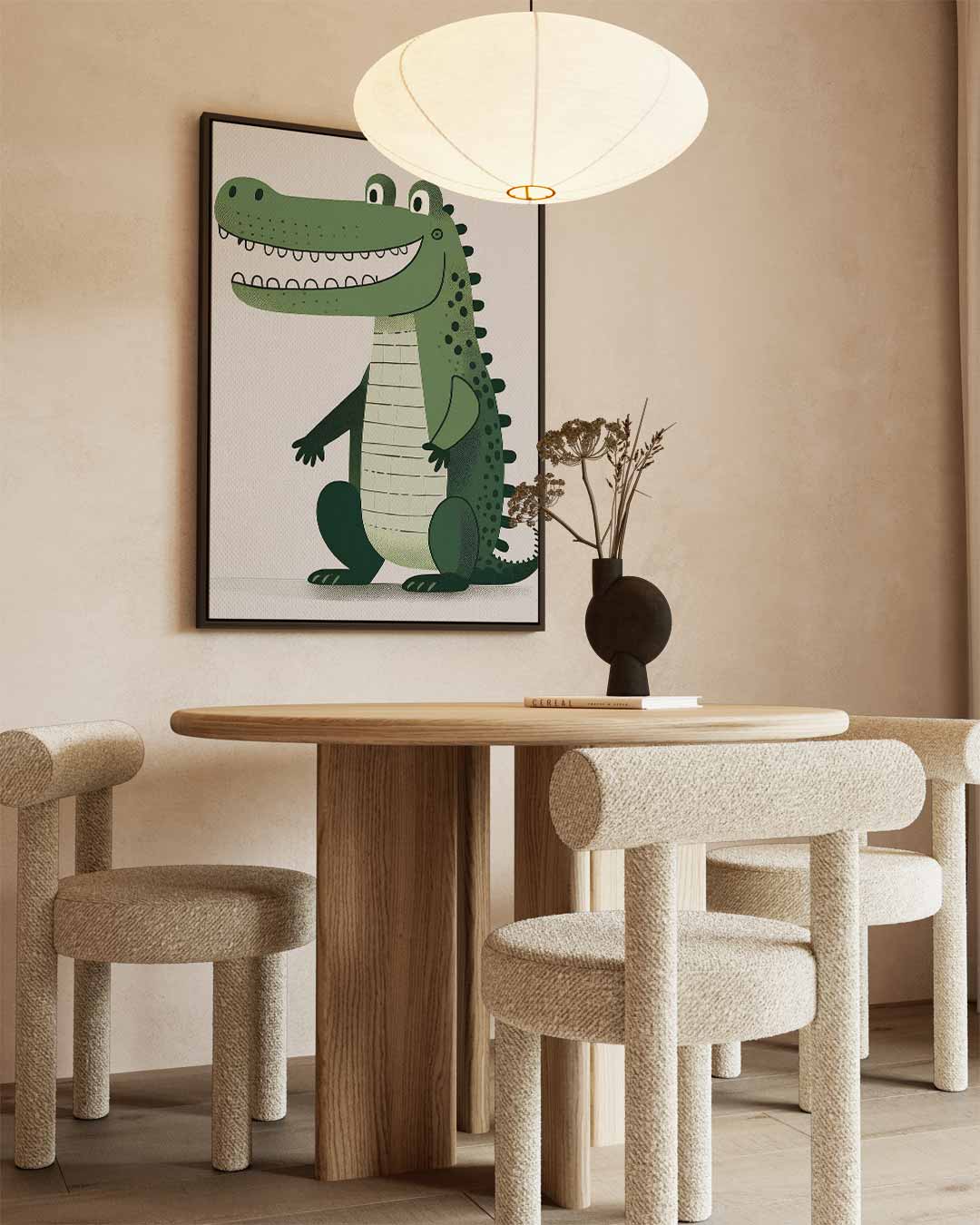 Vrolijke Krokodil Illustratie – staand kunstwerk voor modern interieur