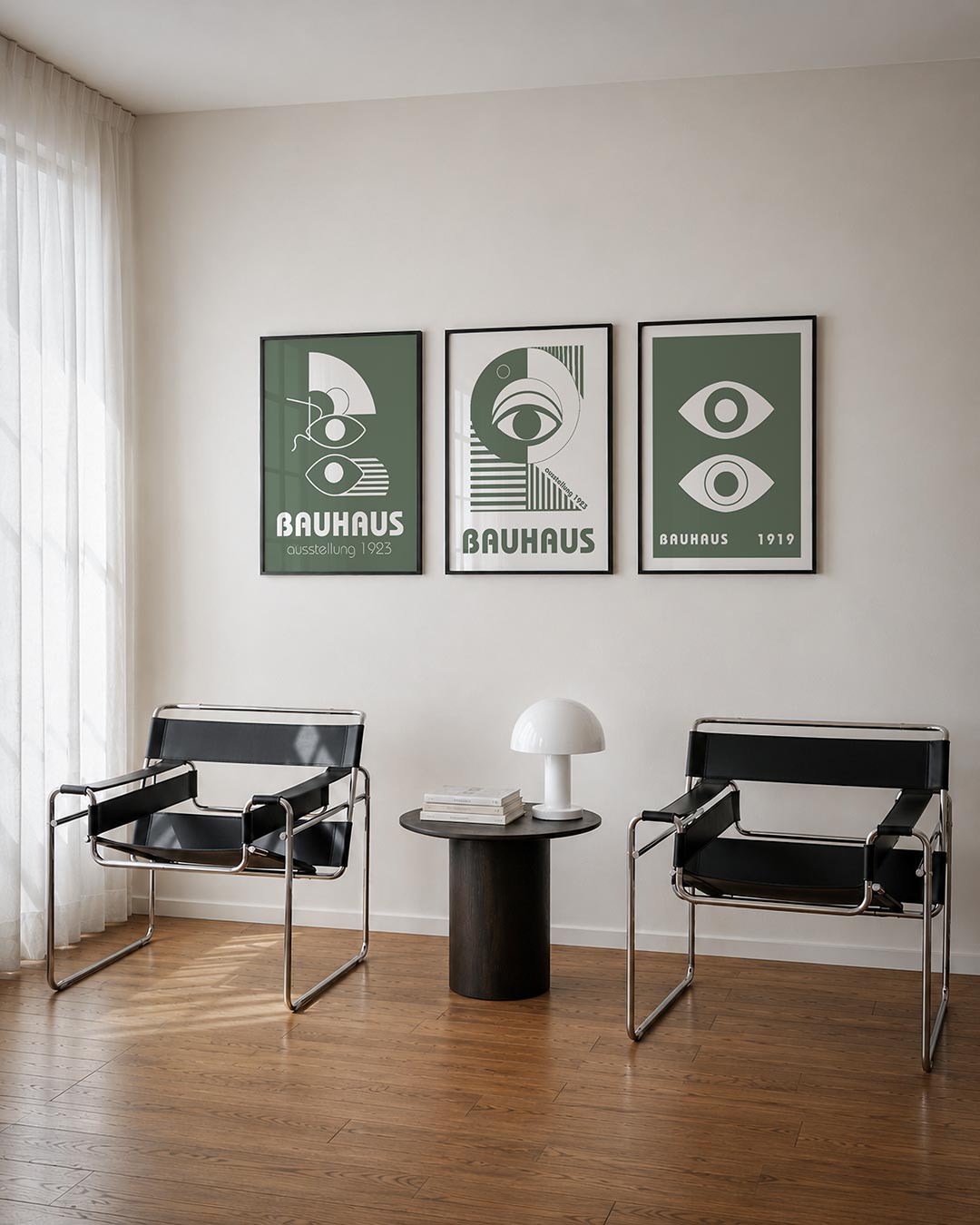 Vorm en lijnenspel posterset – tweede productweergave – deze posterset in drie delen toont een harmonie van cirkels, lijnen