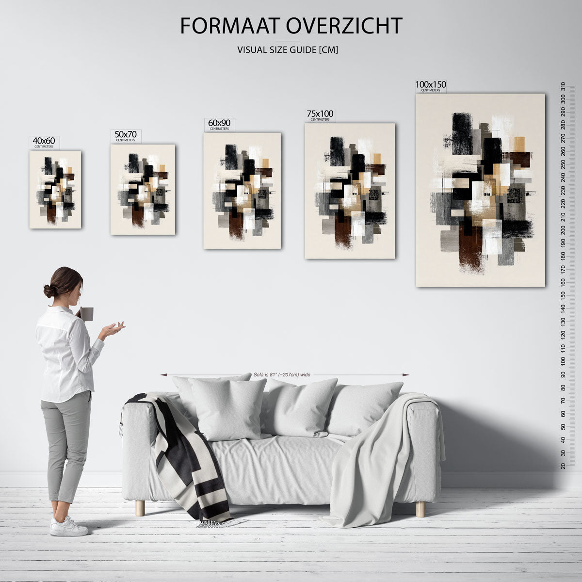 Geometrische compositie – staande wanddecoratie van WallArtistic