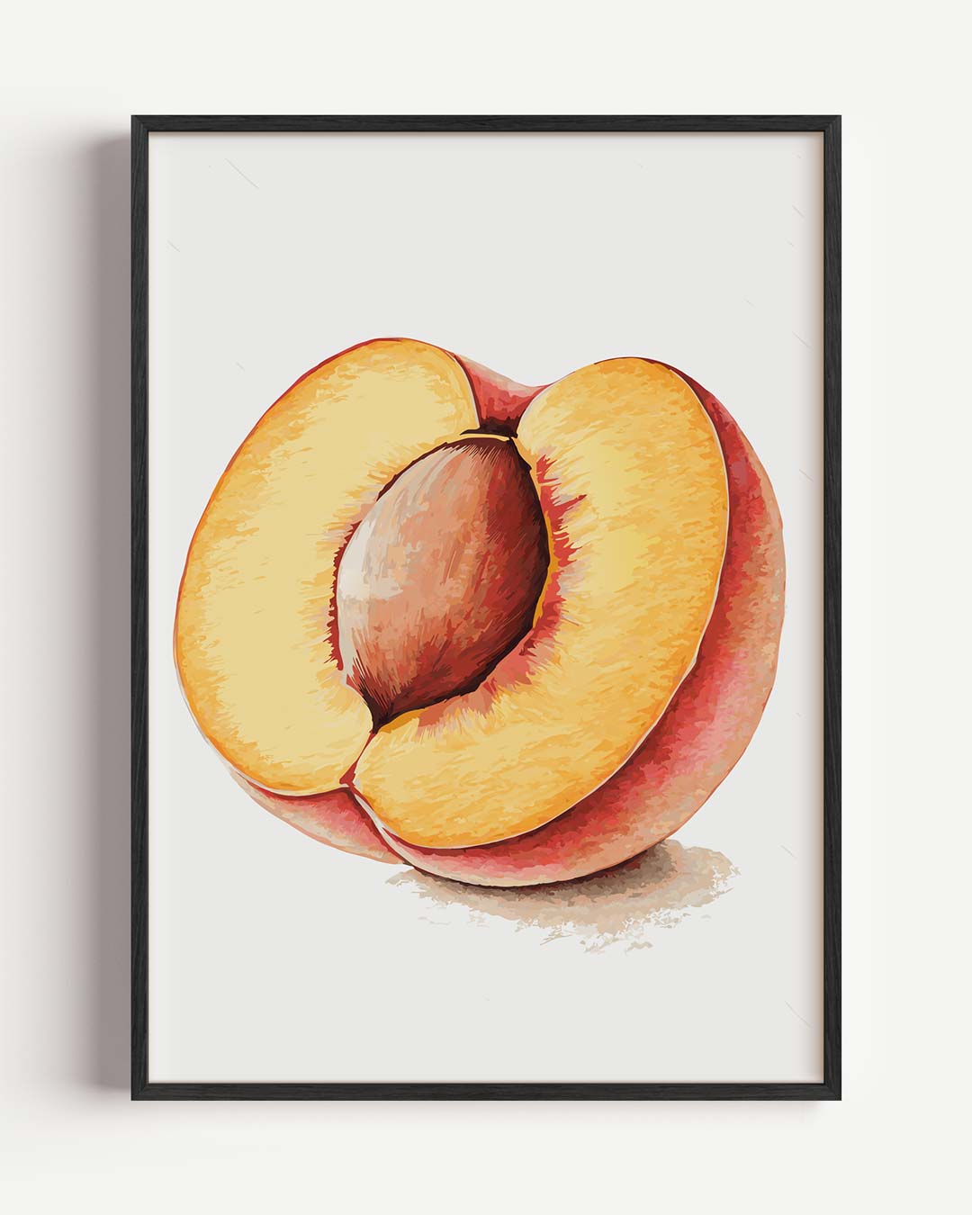 Zonnige Perzik Illustratie – keuken portret poster als wanddecoratie