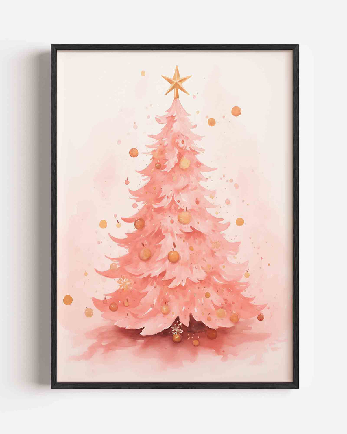 Roze kerstboom – kerst portret poster als wanddecoratie