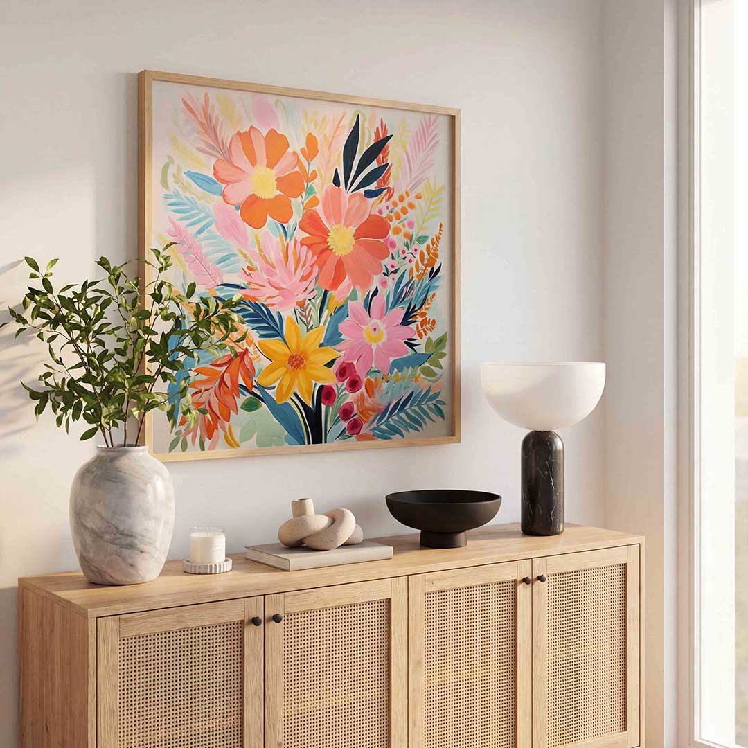 Bloemenpracht – bloemen wandkunst als vierkante poster