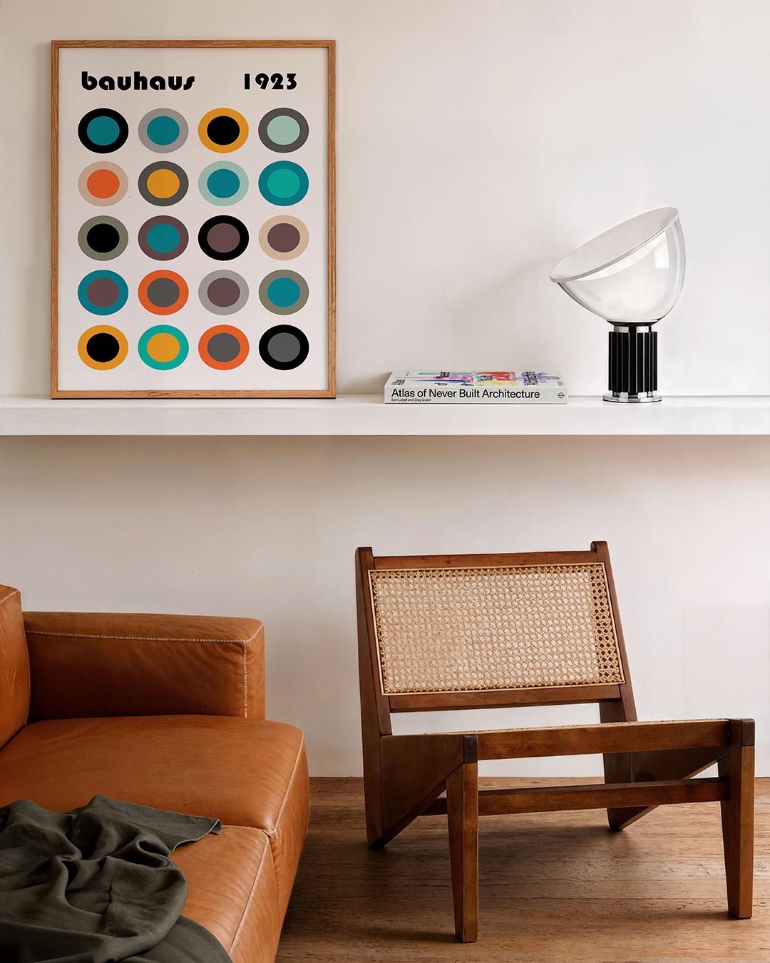 Cirkelritme en kleur – staande Bauhaus poster voor aan de muur