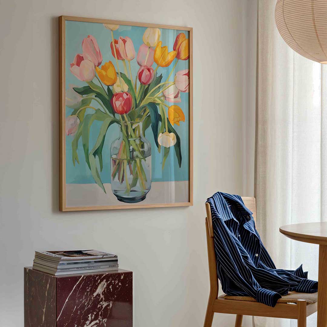 Tulpen in vaas – bloemen poster in staand formaat