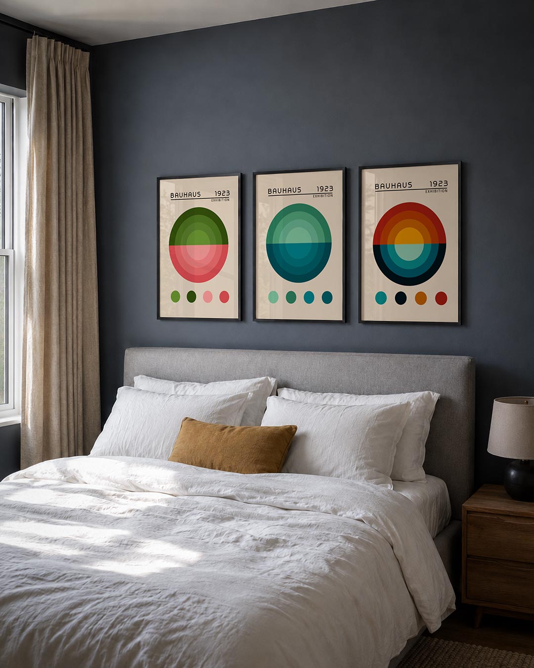 Cirkelharmonie posterset – derde productweergave – deze posterset in drie delen toont een grote cirkel in groen en roze