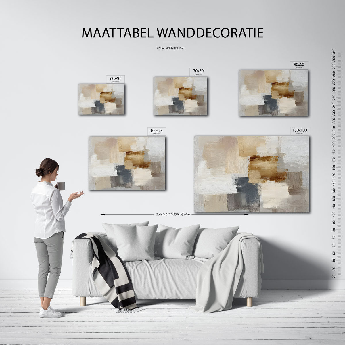 Zachte kleuren compositie – Aardse – moderne liggende wandkunst