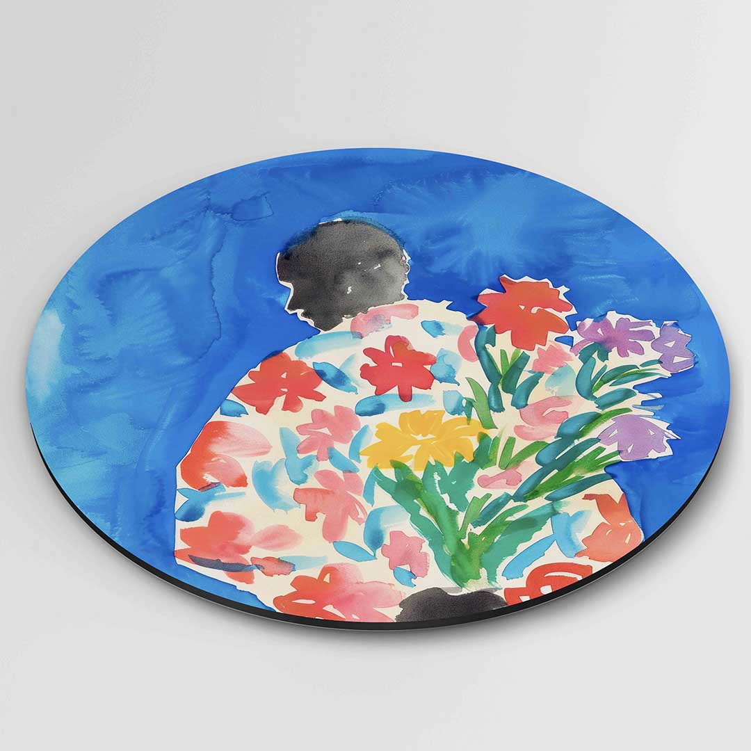 Bloemenfiguur – ronde textuur wanddecoratie van WallArtistic