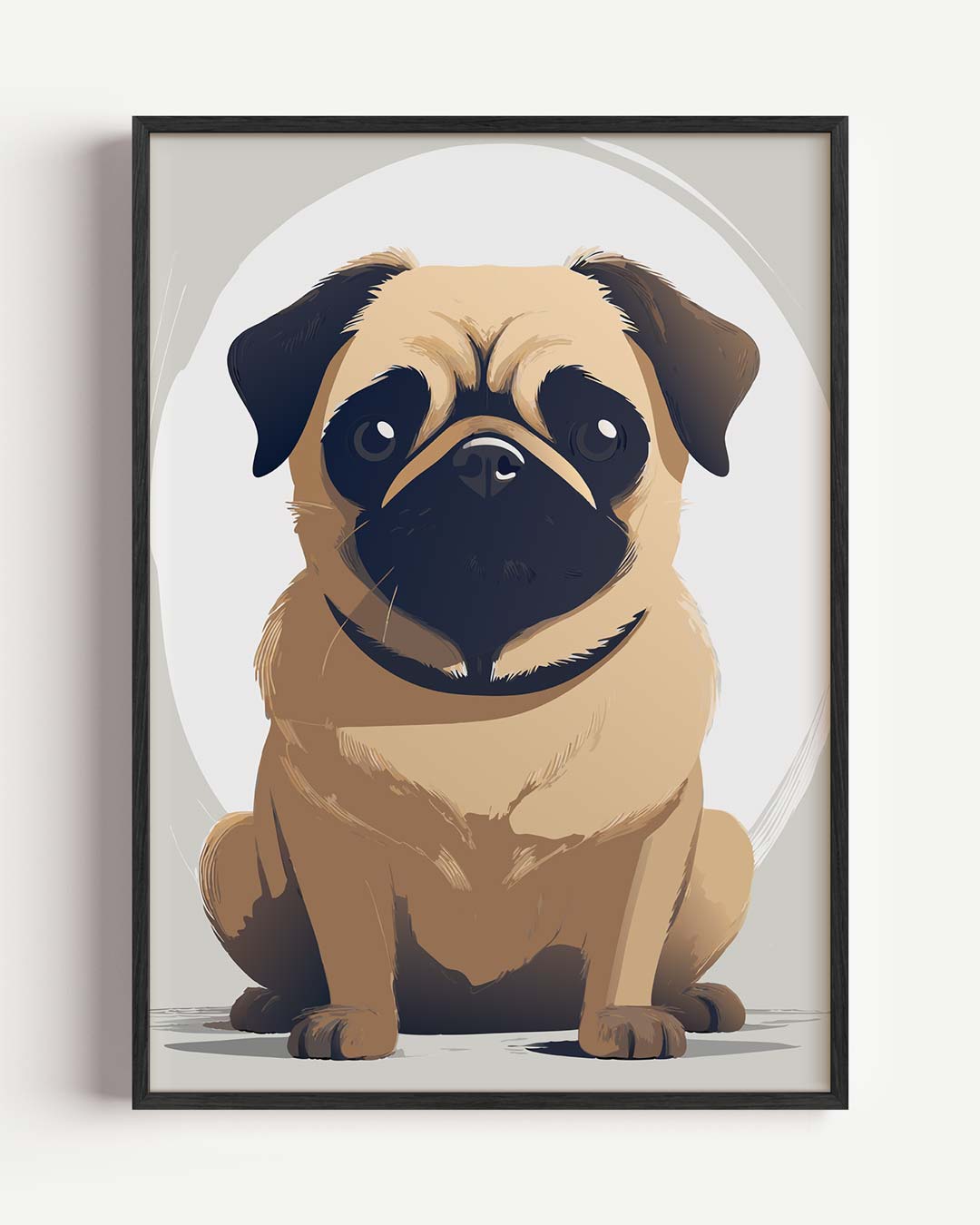 Schattige Mopshond Illustratie – kids portret poster als wanddecoratie