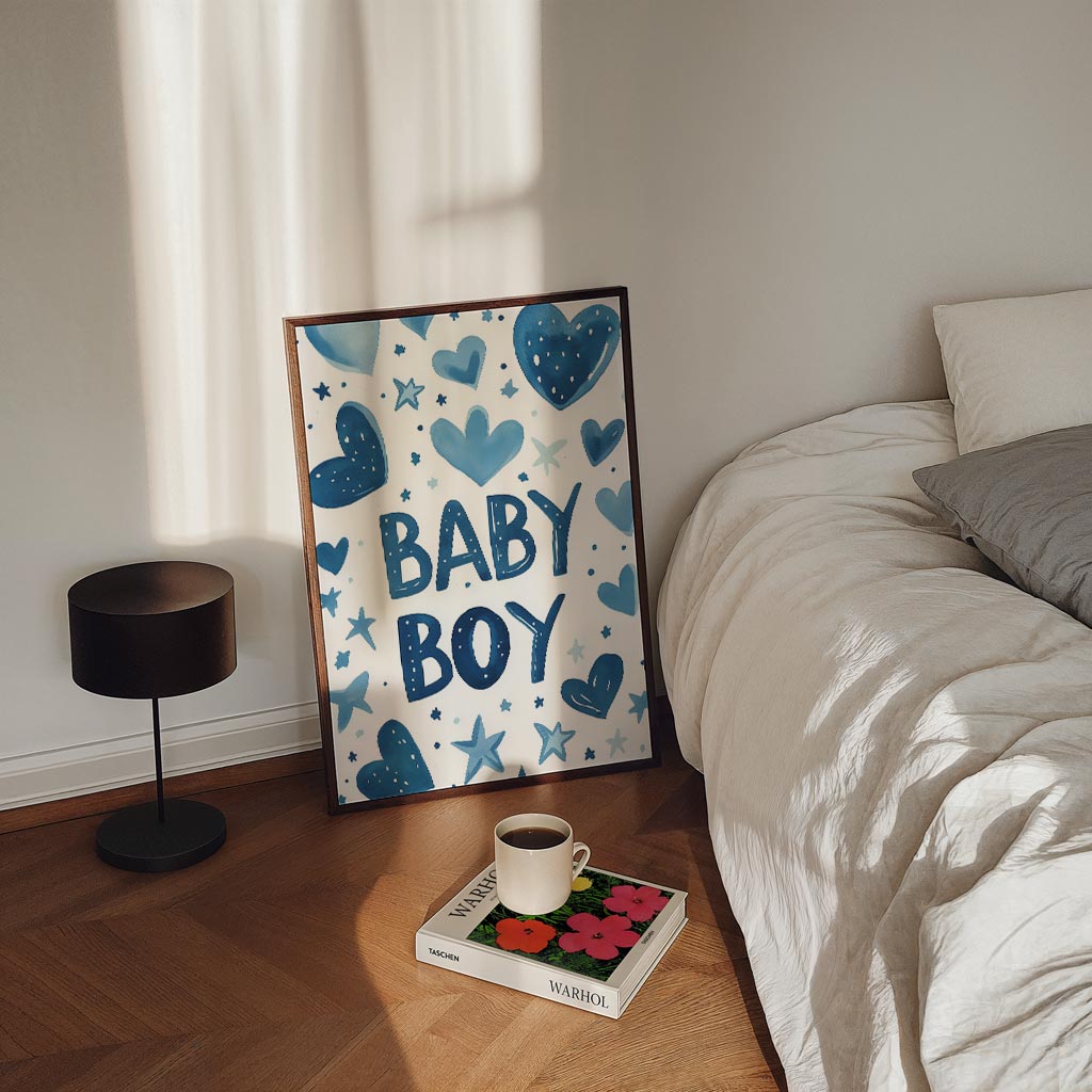 Blauwe Babyjongen – kinderposter in staand formaat