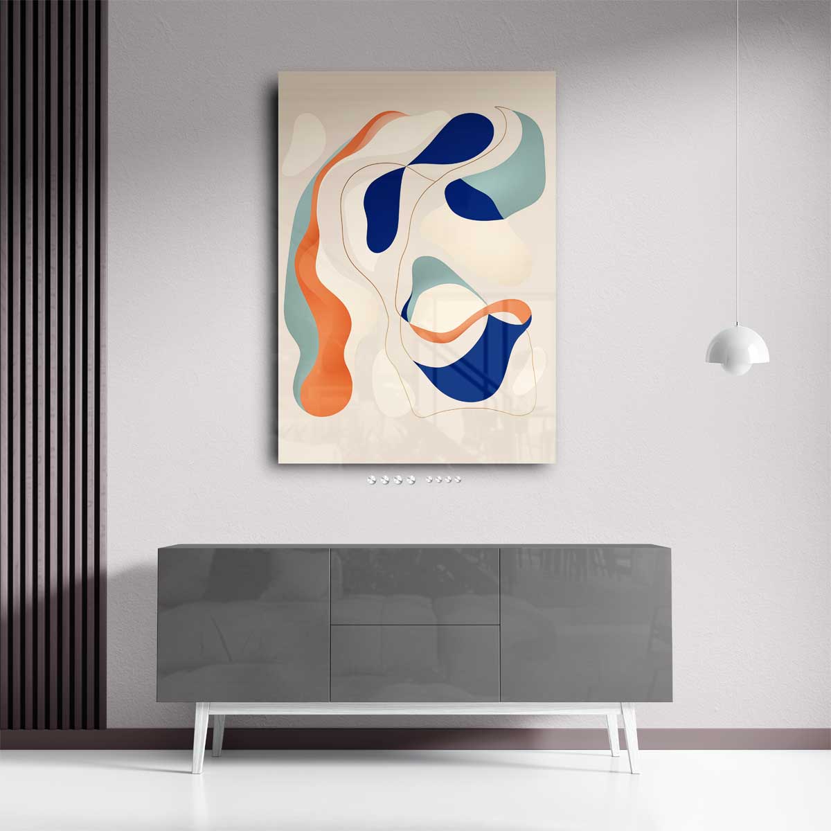 Kleurrijke Golven van Abstractie – kunstwerk met zwarte baklijst