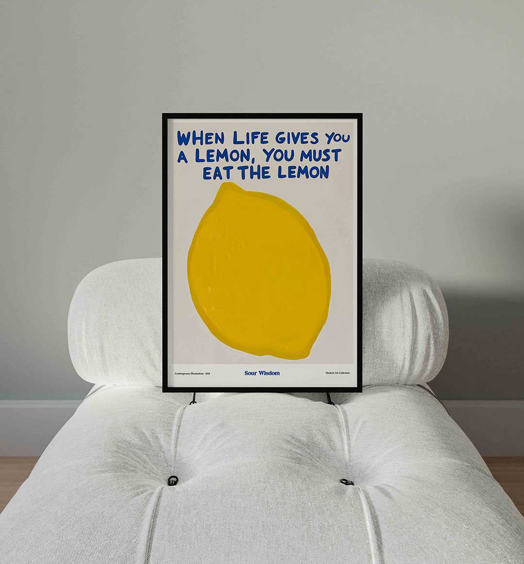 Citroen en tekst – staande Pop Art wanddecoratie van WallArtistic