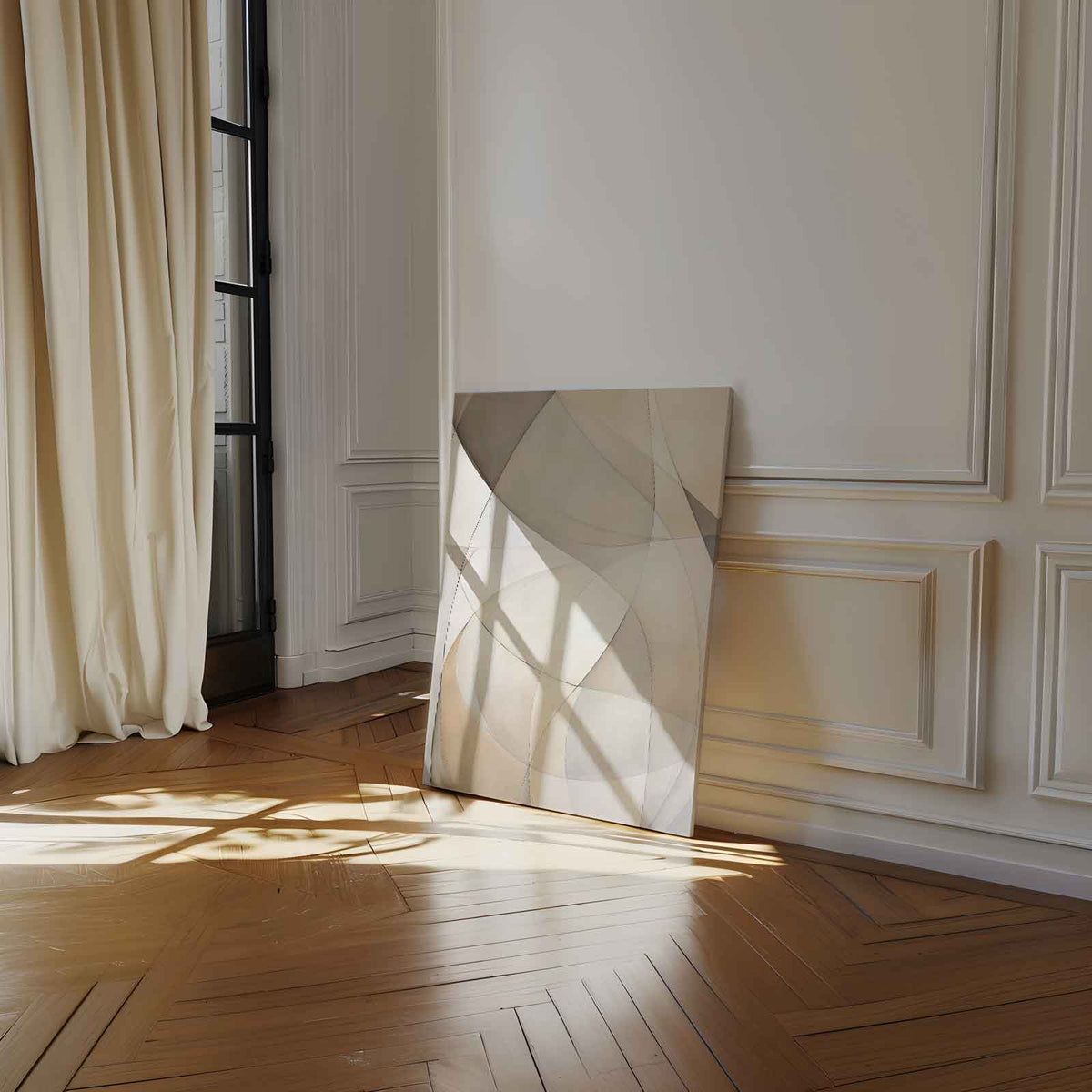 Zachte Abstracte Lijnen – canvas wanddecoratie in portret formaat