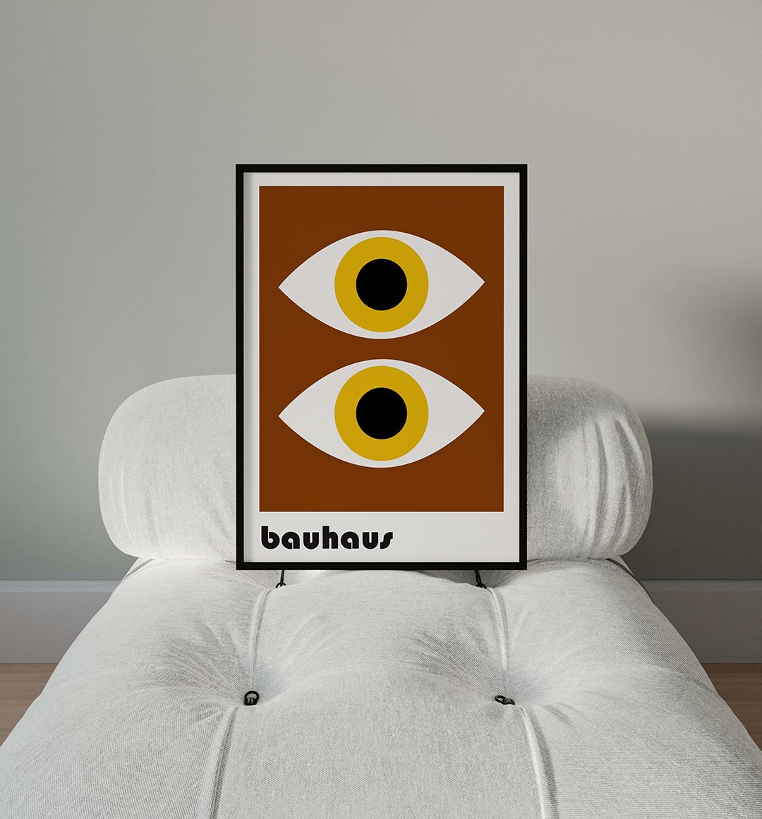 Oogvormen en kleur – moderne Bauhaus wandkunst als poster