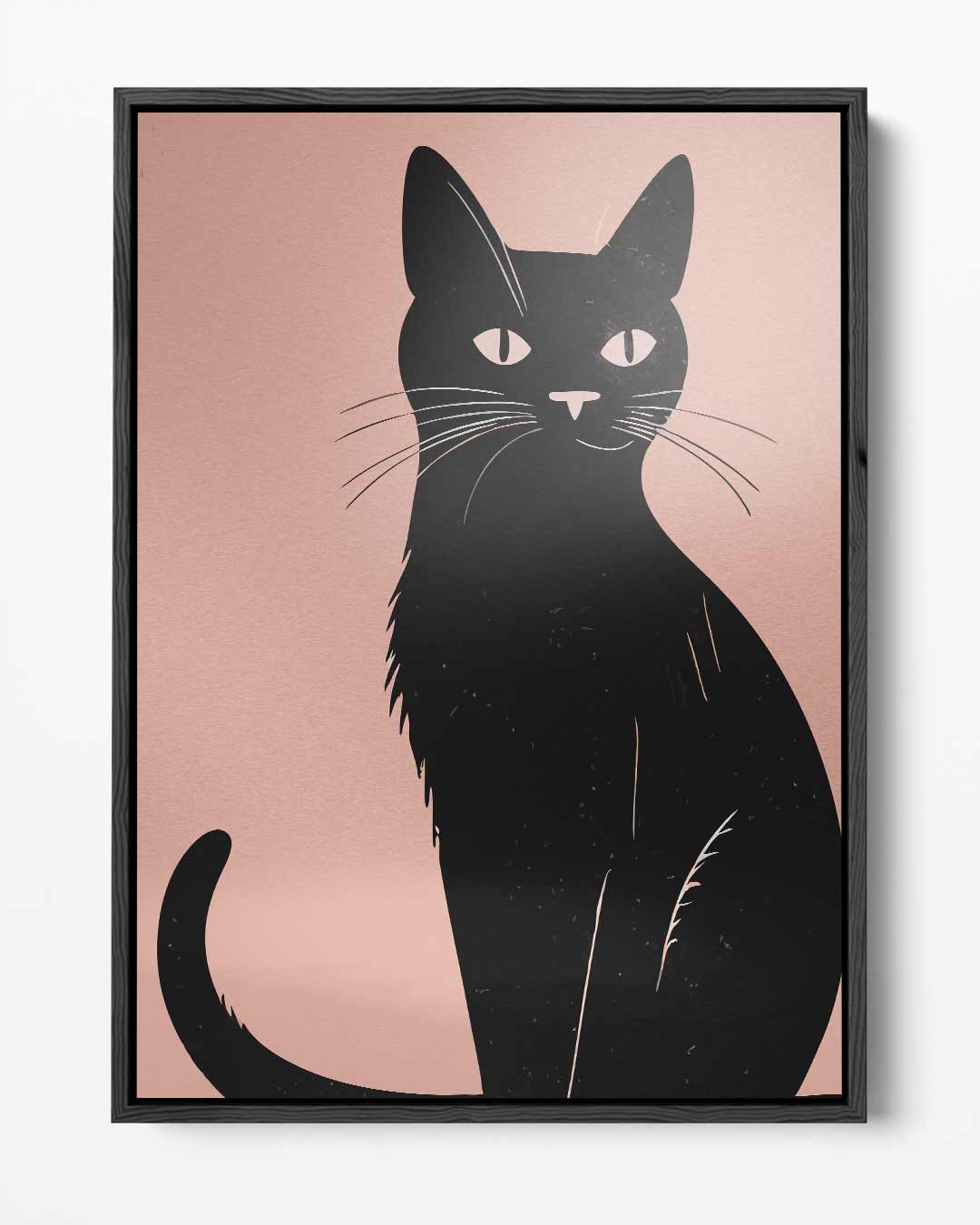 Stijlvolle Zwarte Kat Illustratie – portret kunstwerk als wanddecoratie