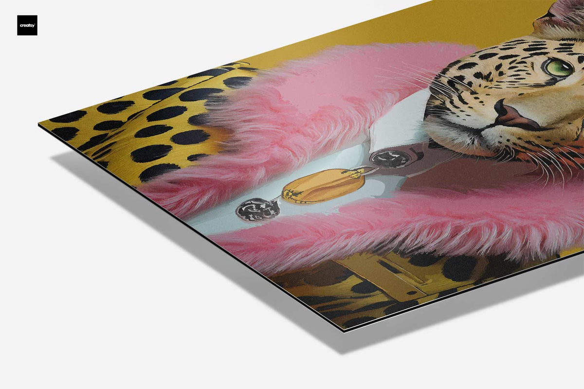 Opera d'arte alla moda con ritratto di leopardo
