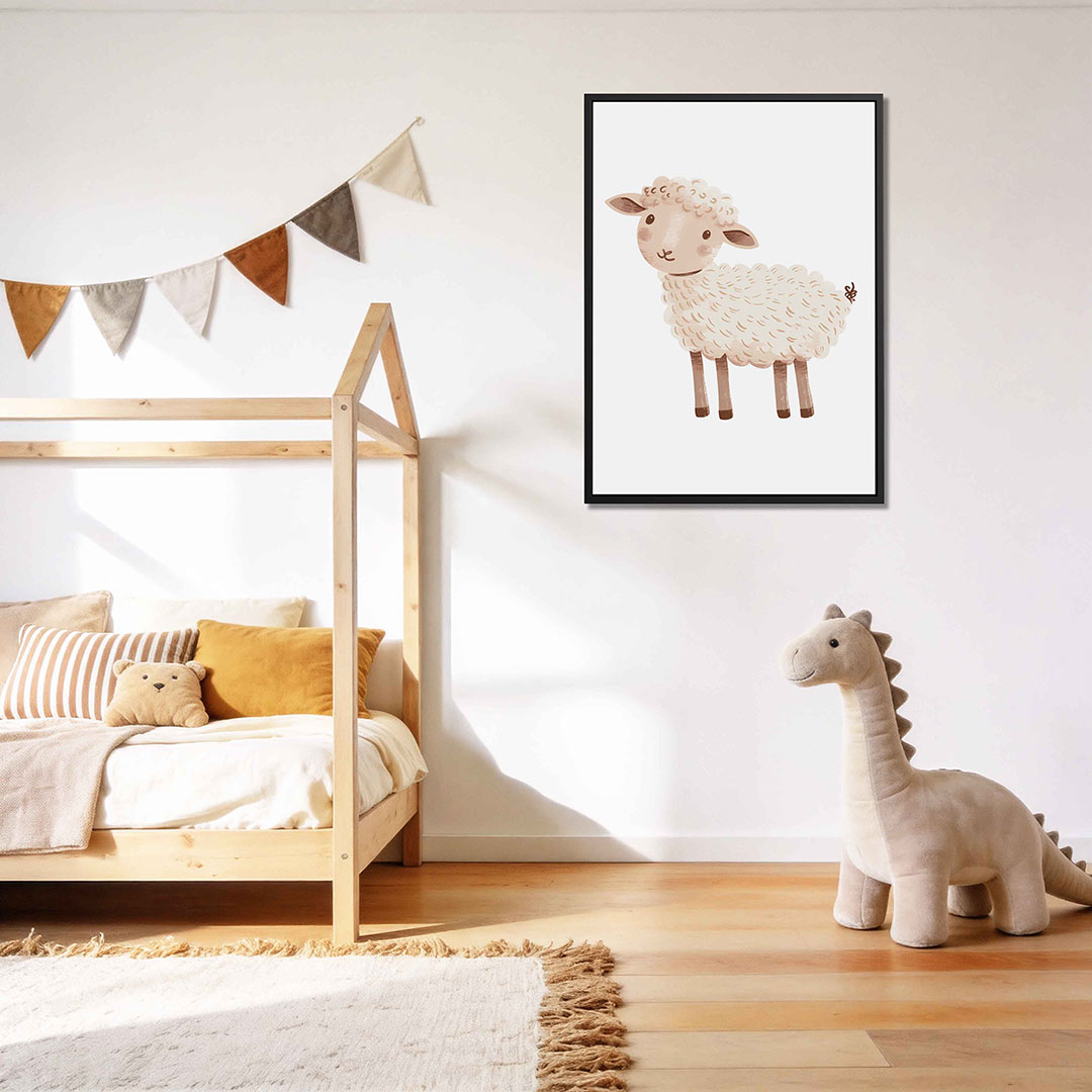 Schattig schaapje illustratie – kunstwerk als stijlvolle wanddecoratie