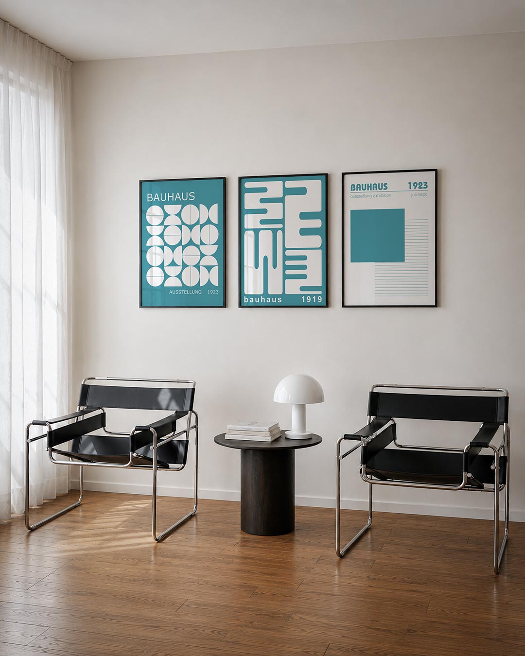 Vormen en vlakken posterset – derde productweergave – deze posterset in drie delen toont een speelse ordening van witte