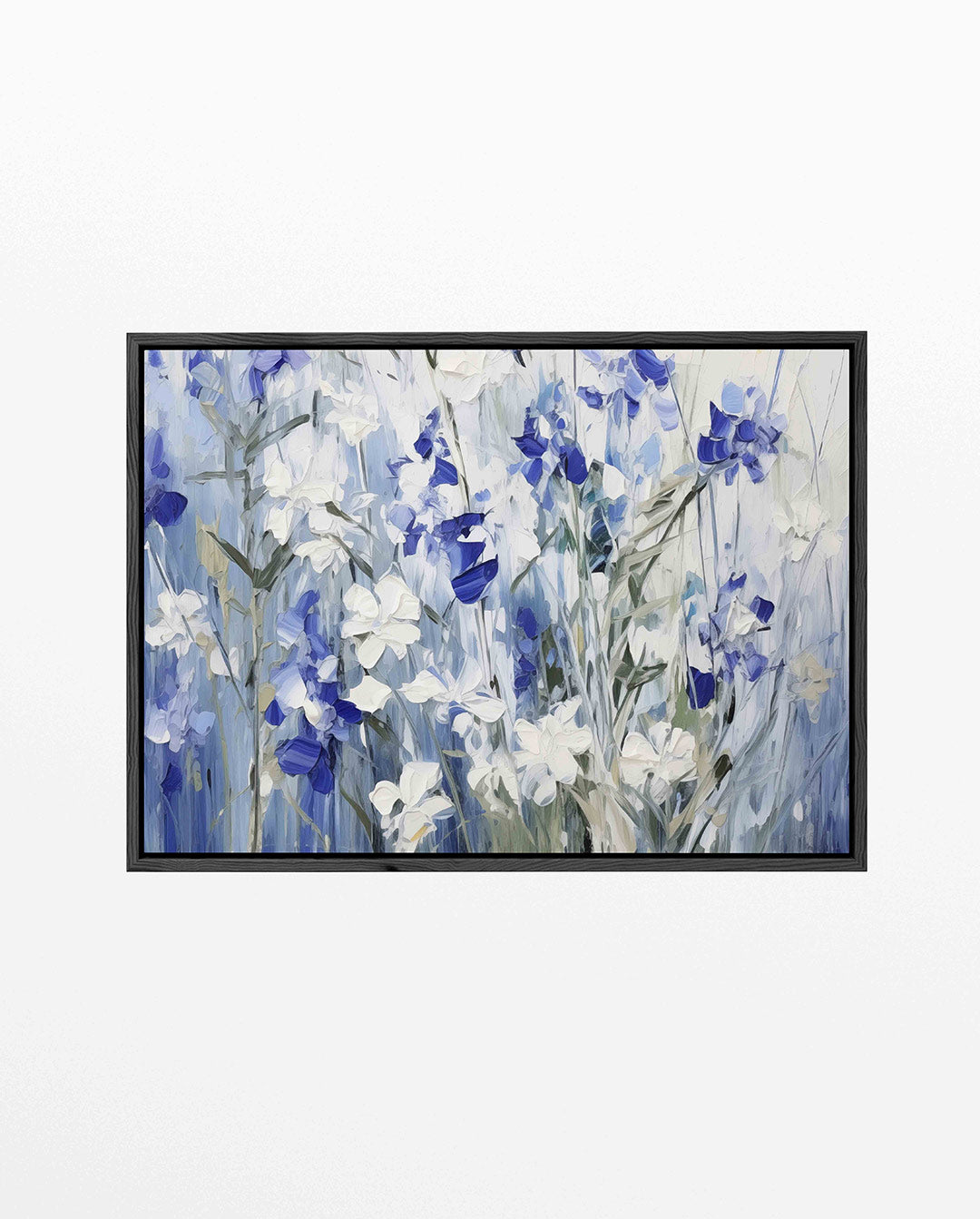 Bloemen in blauwtinten – liggend bloemen kunstwerk