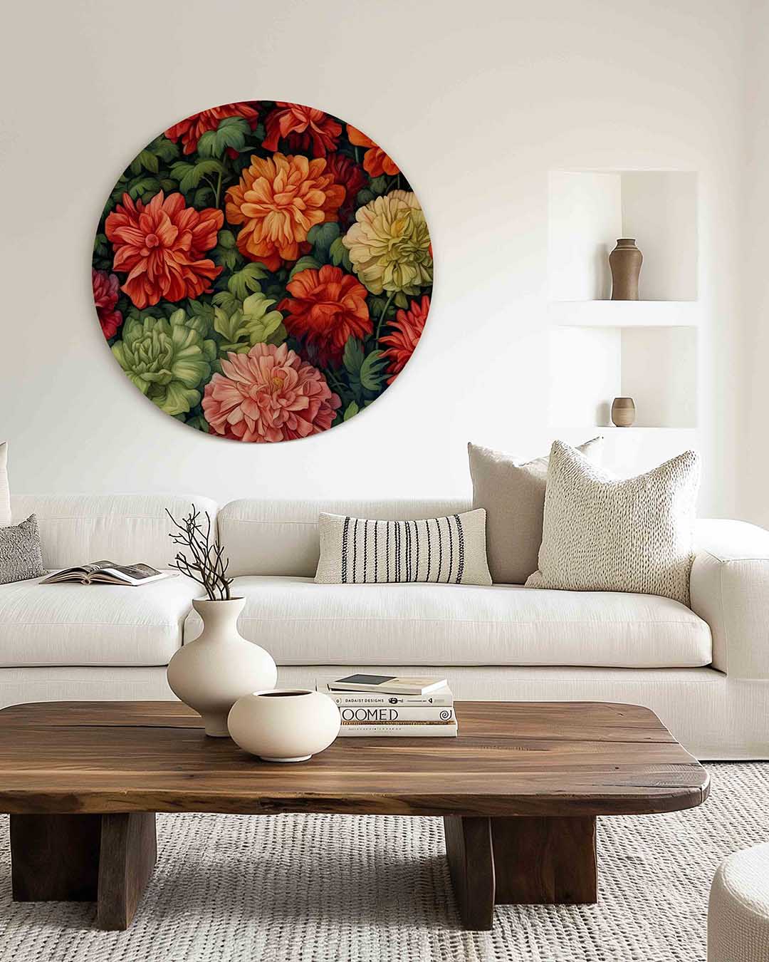 Bloemenpracht – dierenprint muurcirkel voor aan de muur