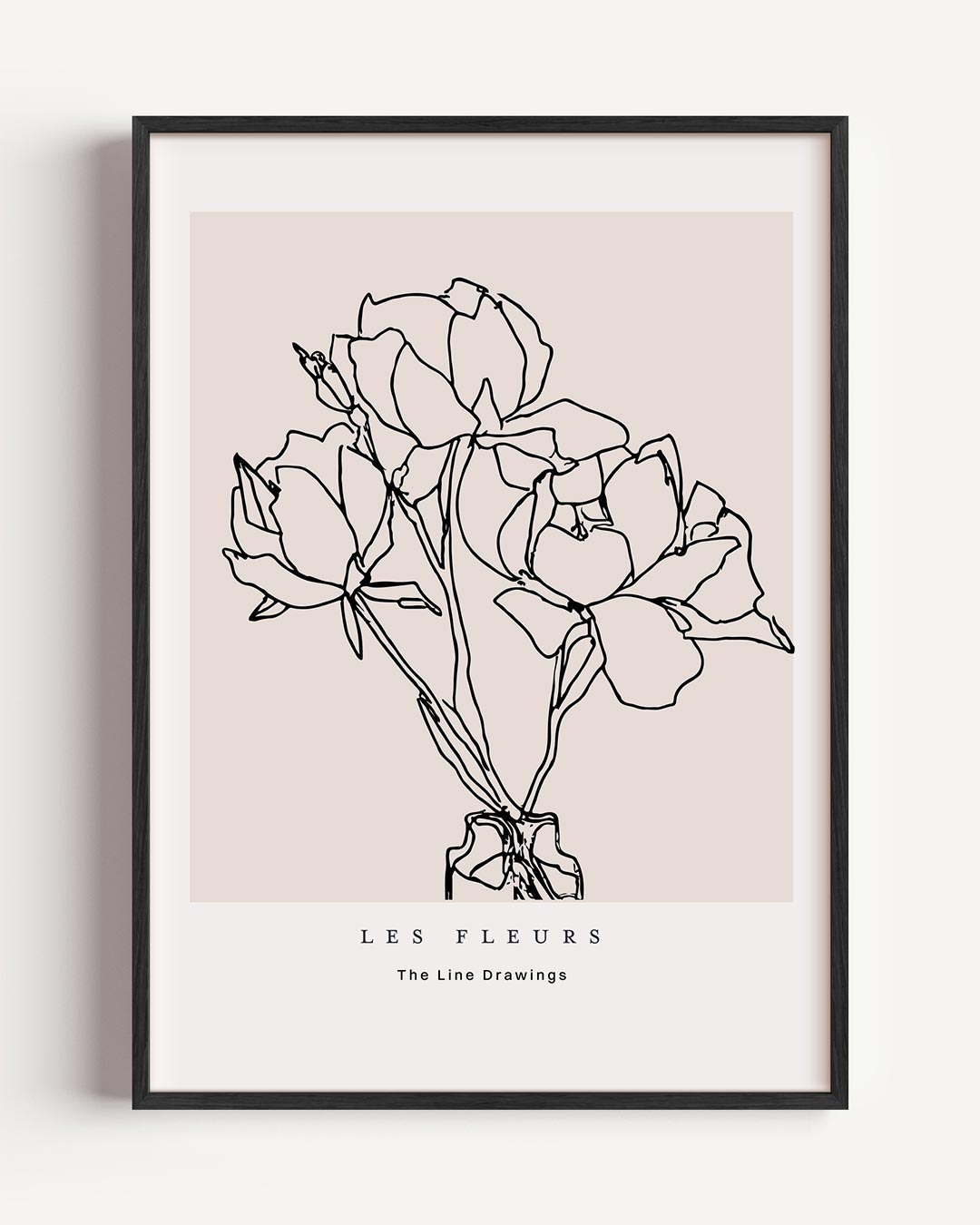 Elegante Bloemen Lijntekening – bloemen portret poster als wanddecoratie