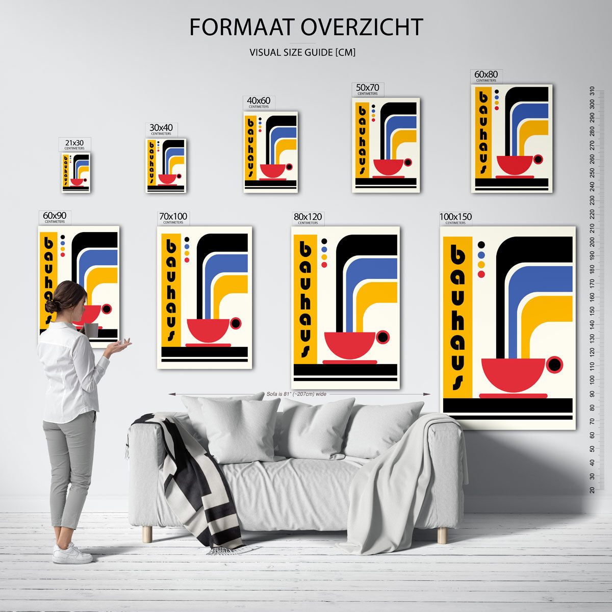 Kleurvlakken en lijnen – geometrische poster in Bauhaus-stijl van WallArtistic