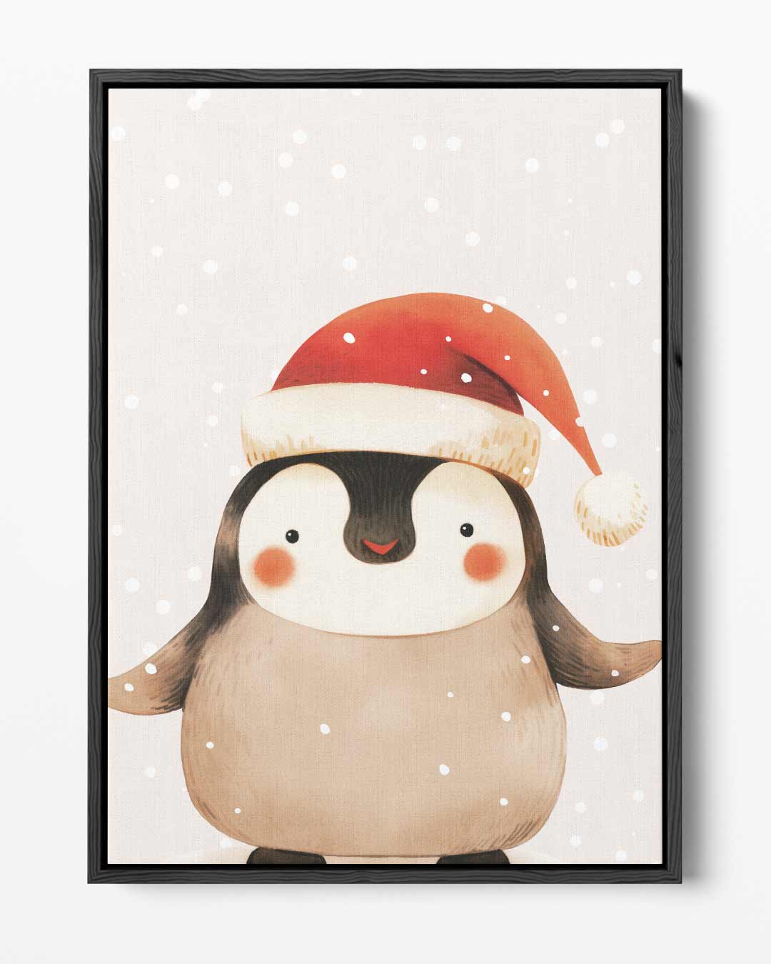 Schattige Kerstpinguïn Illustratie – portret kunstwerk als wanddecoratie
