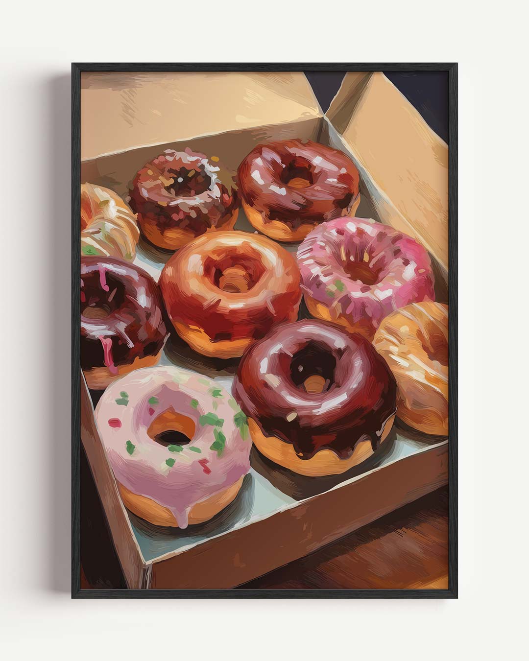 Kleurrijke Donut Traktatie – keuken portret poster als wanddecoratie