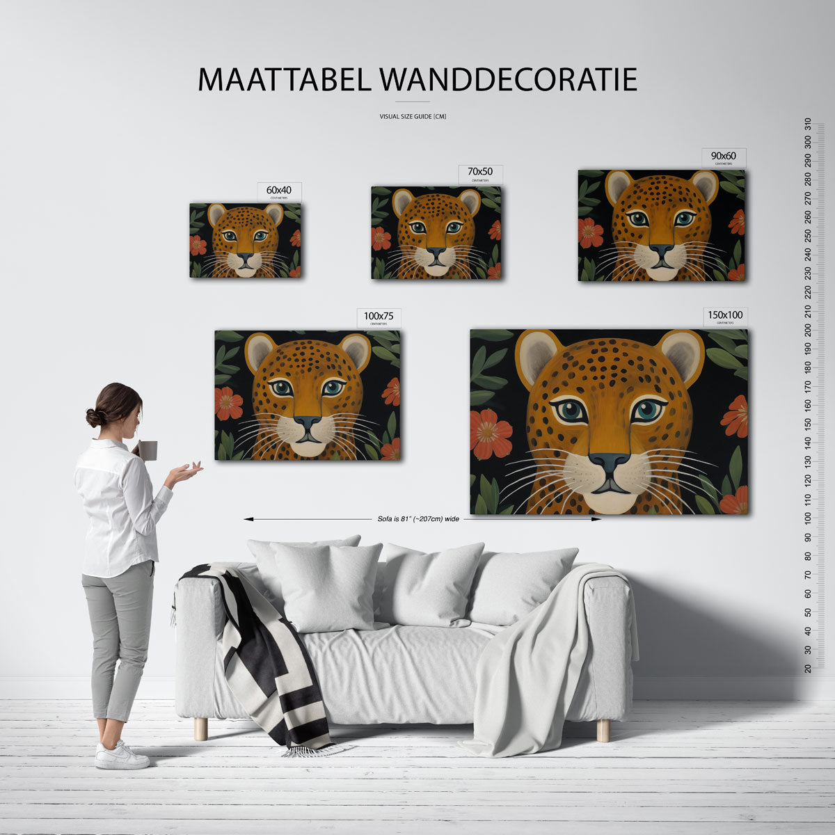 Dierlijke blik – moderne liggende wanddecoratie
