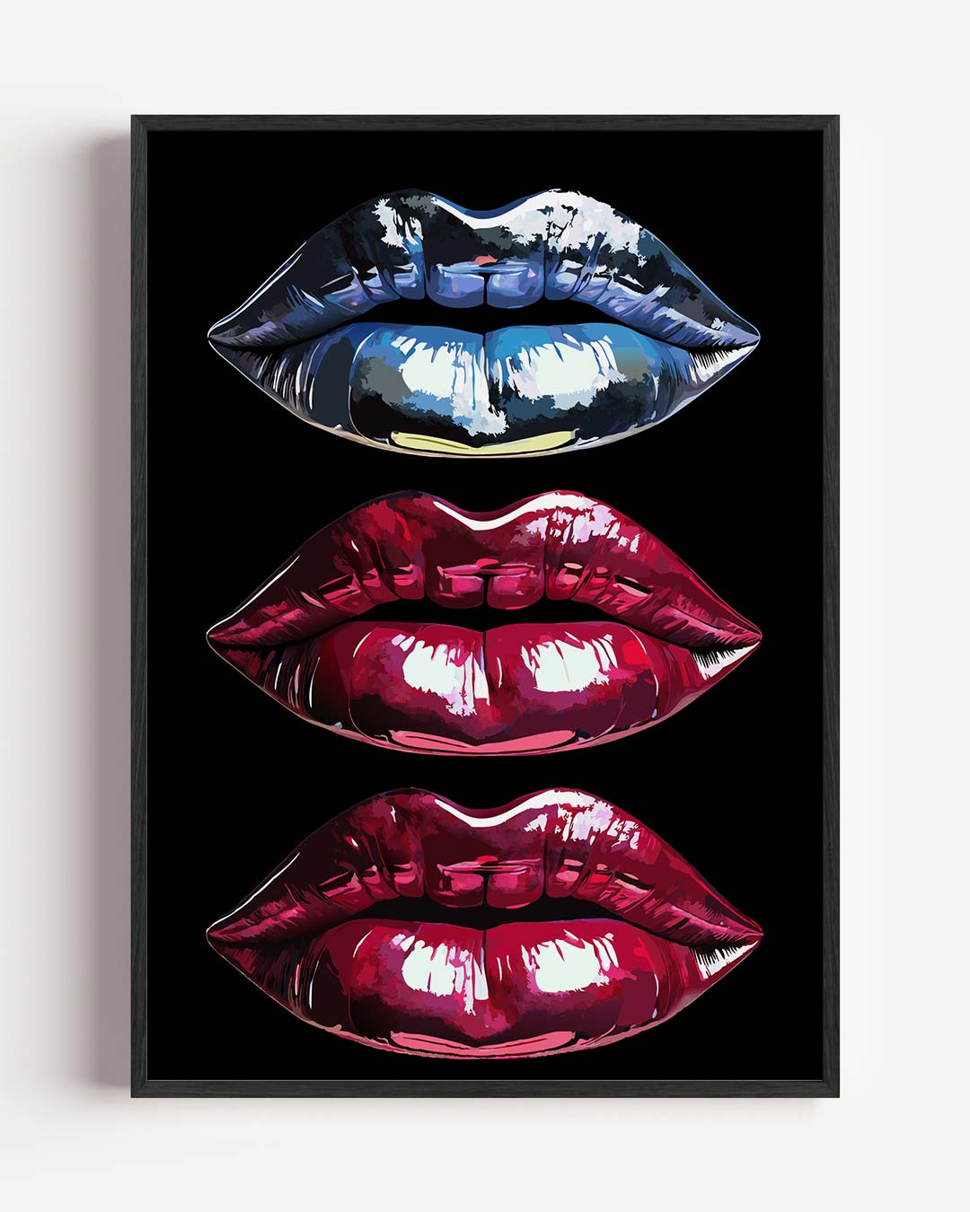 Kleurrijke Lippenkunst – Popart en Streetart portret poster als wanddecoratie
