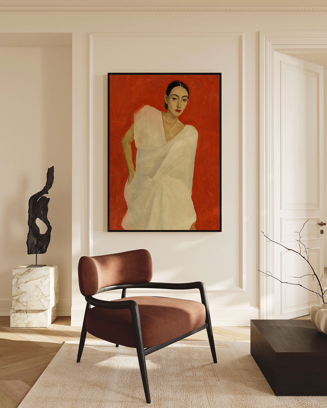 Vrouwelijk portret – staand wanddecoratie kunstwerk