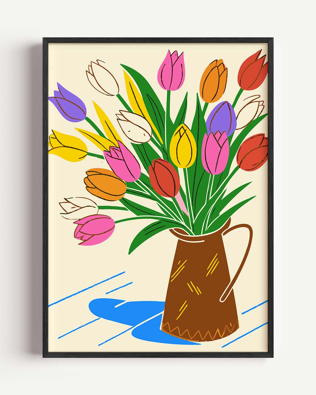 Vrolijke Tulpenposter – bloemen portret poster als wanddecoratie