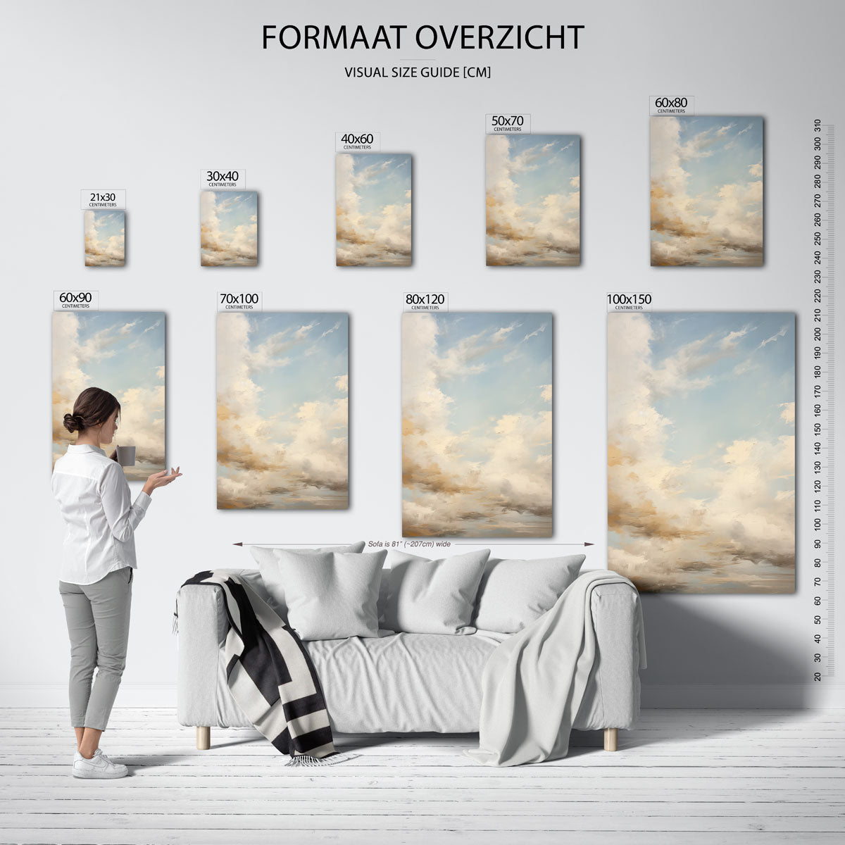 Lucht en wolken – staande muurposter met botanisch thema
