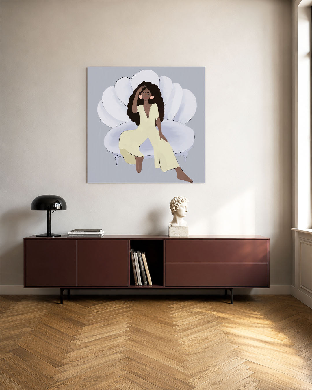 Abstract kunstwerk – tweede productweergave – een abstract kunstwerk met donkere tinten en een rustige visuele opbouw.