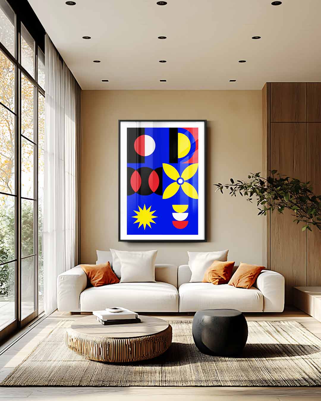 Kleurrijke Geometrische Compositie – modern portret kunstwerk van WallArtistic
