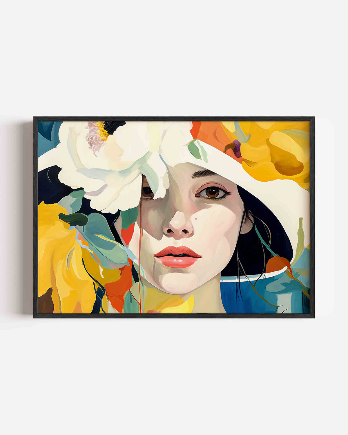 Vrouw met bloemen – vrouwelijk portret als landscape poster