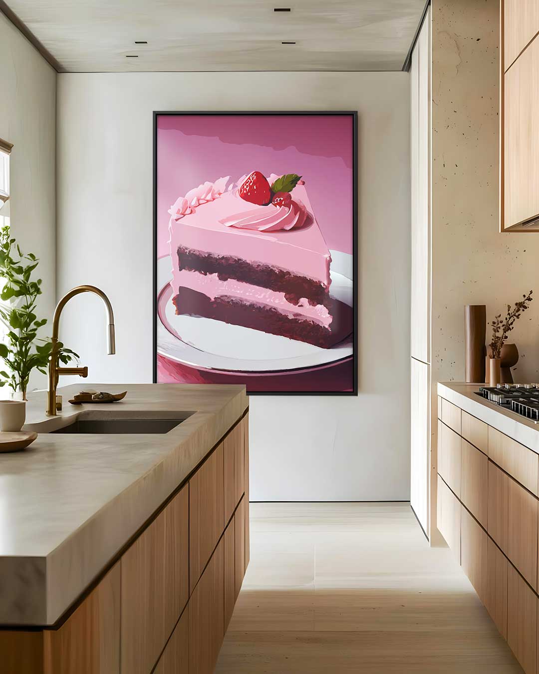 Verrukkelijke Aardbeientaart Print – staand kunstwerk voor modern interieur