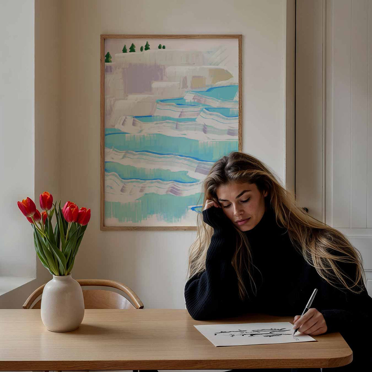 Rustgevende Landschap – staande muurposter met Popart uitstraling