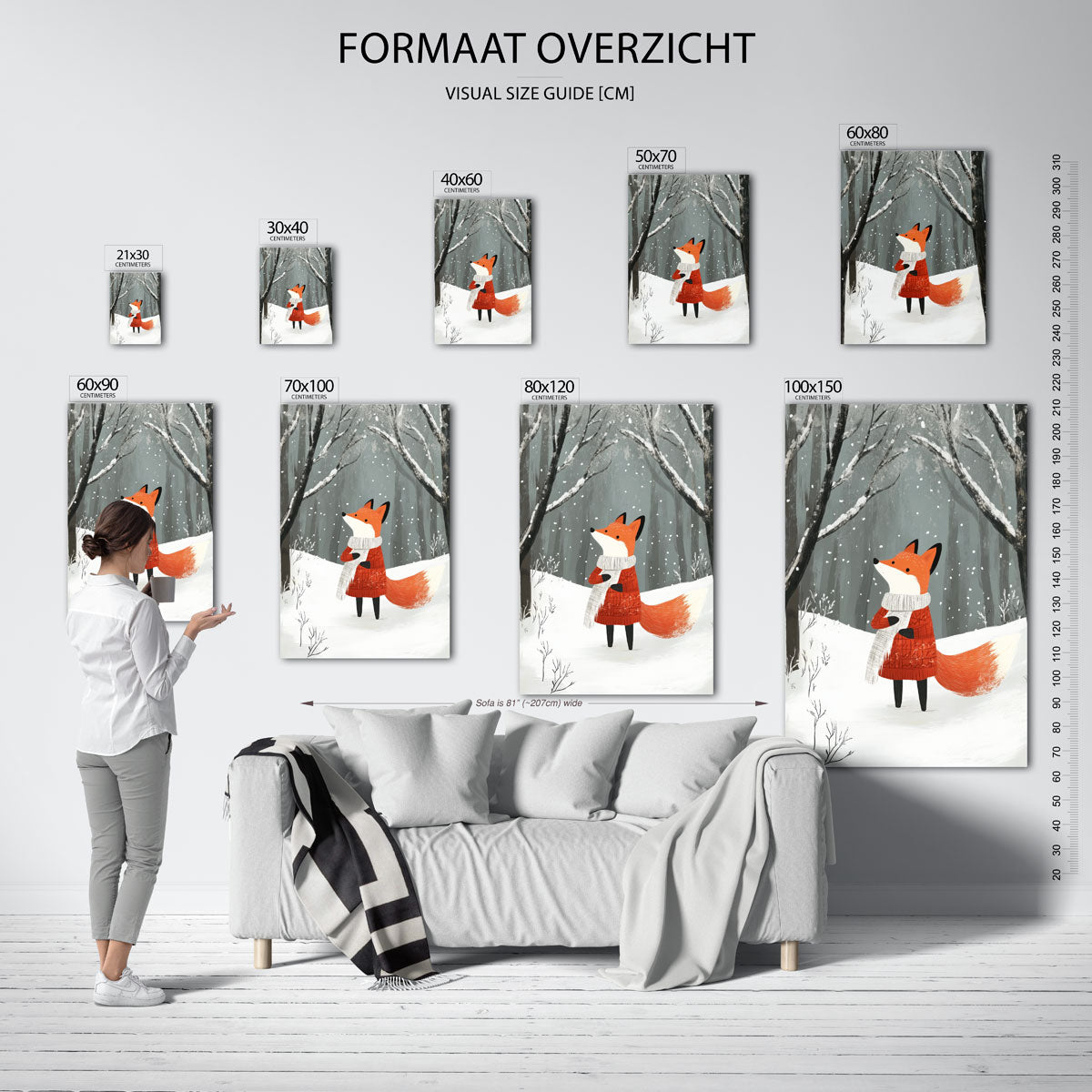 Vos in winterlandschap – staande muurposter voor de kinderkamer