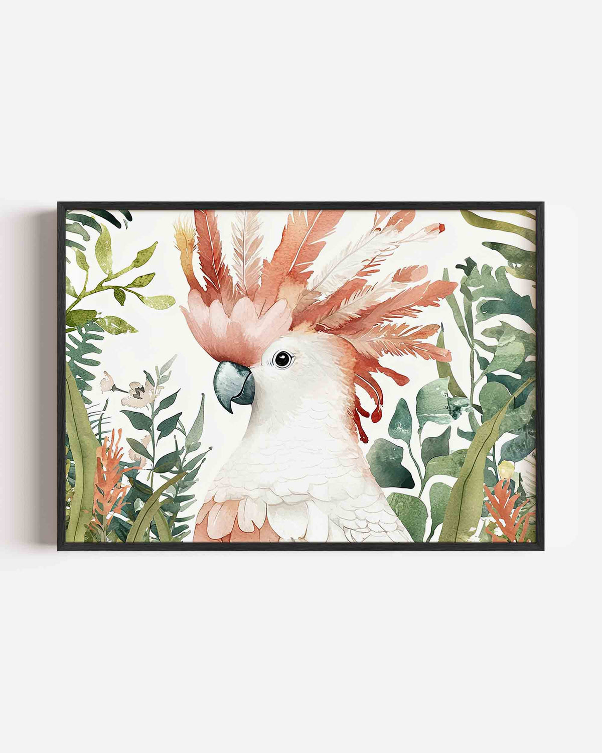 Papegaai met bladeren – dieren landscape poster als wanddecoratie