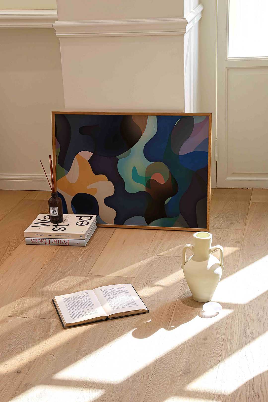 Abstracte vormen – liggende kleurrijke abstracte wanddecoratie van WallArtistic