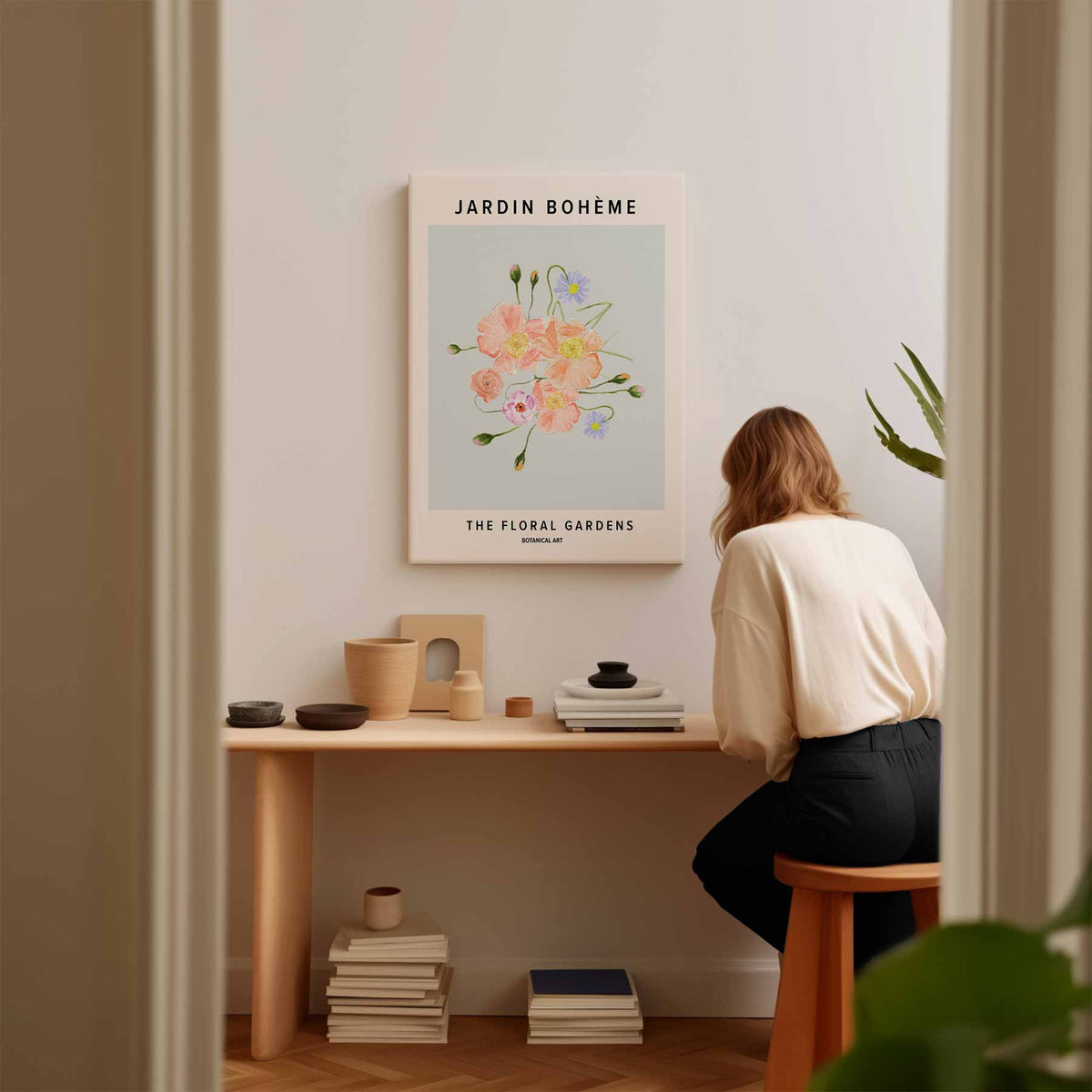 Bloeiende Bohemien Tuin – staand kunstwerk voor modern interieur