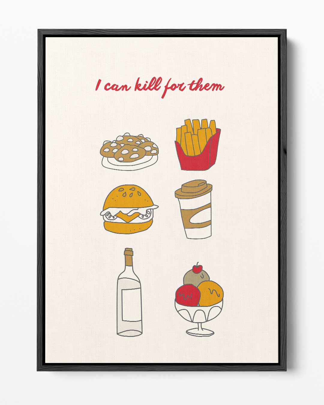 Fastfood Verlangen Illustratie – portret kunstwerk als wanddecoratie