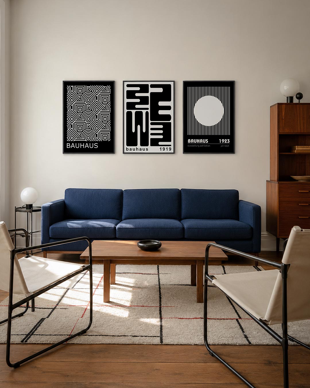 Lijnen en patronen driedelige posterset – deze posterset in drie delen toont een dynamisch spel van zwarte en witte lijnen.