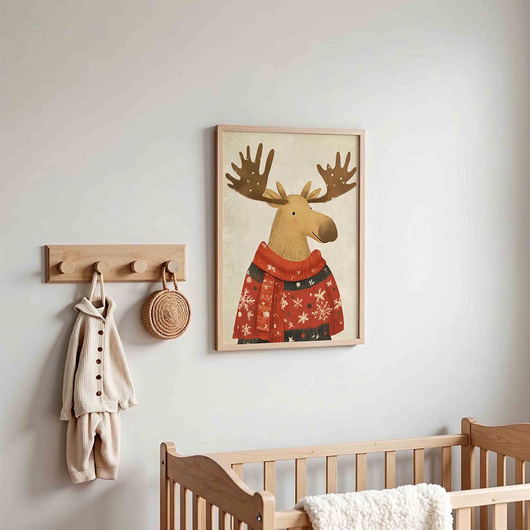 Rendier met trui – kinderposter in staand formaat