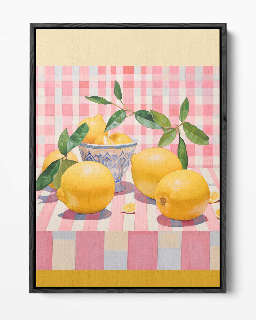 Citroenen in Speelse Strepen – portret kunstwerk als wanddecoratie