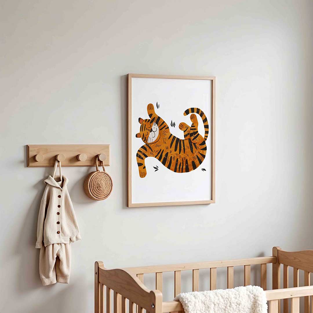 Speelse tijger – kinderposter in staand formaat