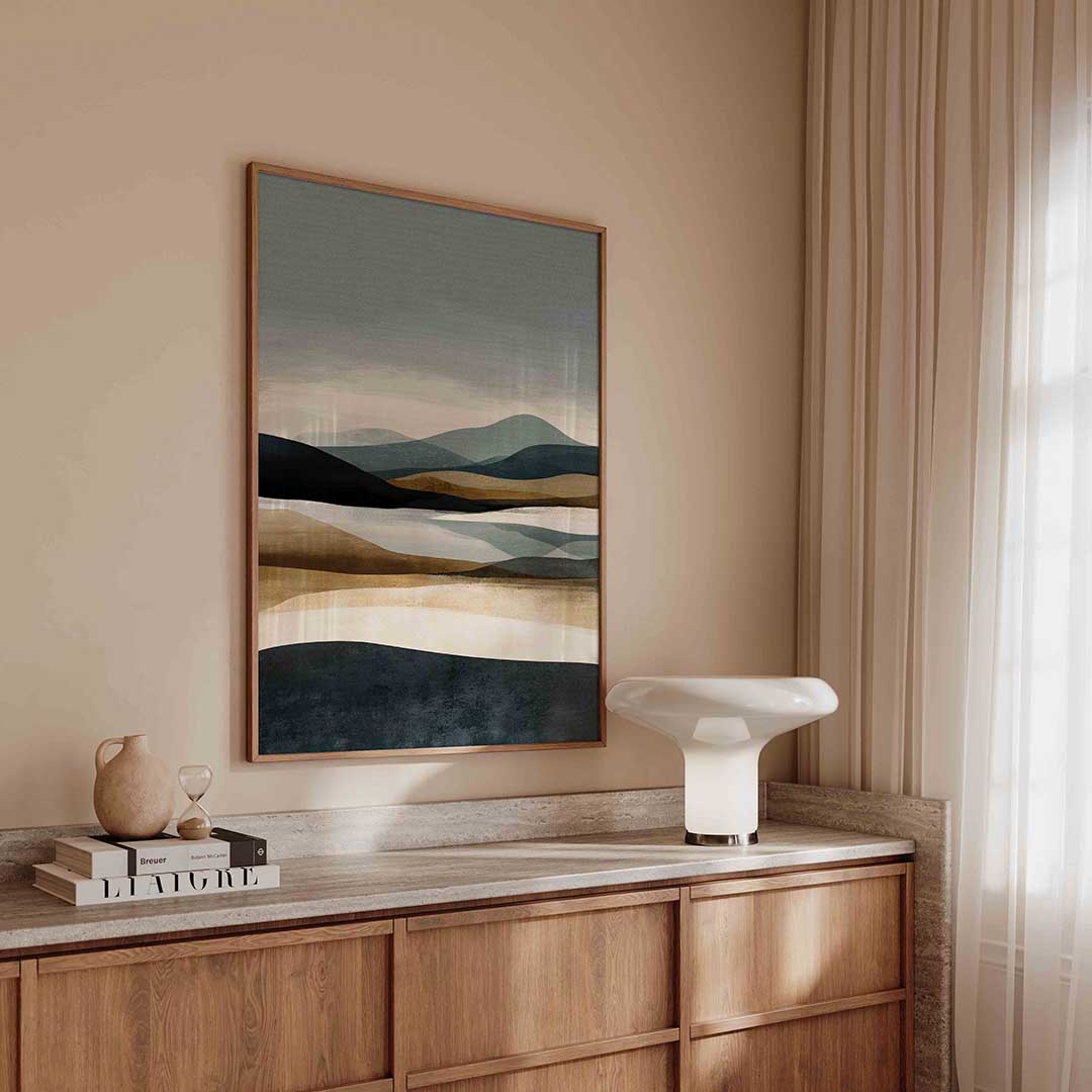 Landschap met heuvels – abstracte poster in staand formaat