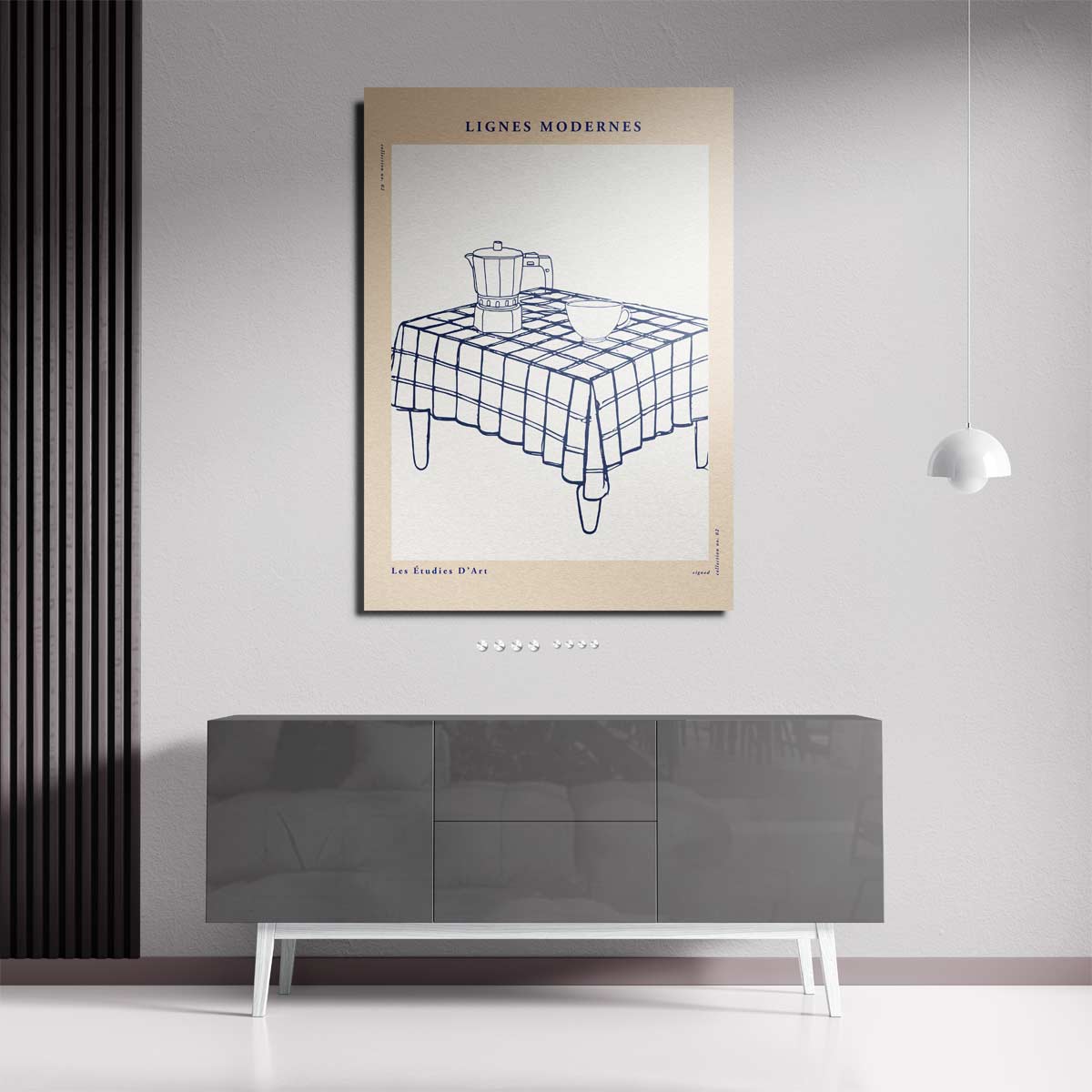 Lijnen Moderne Ontbijttafel – staande wandkunst voor woonkamer of interieur