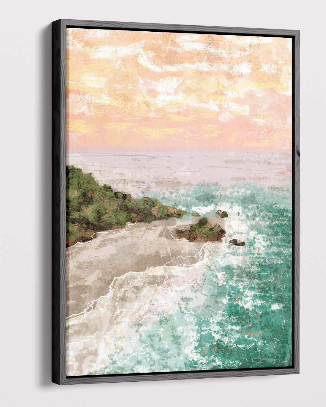 Zonsondergang aan de Kust – plexiglas wanddecoratie in portret formaat